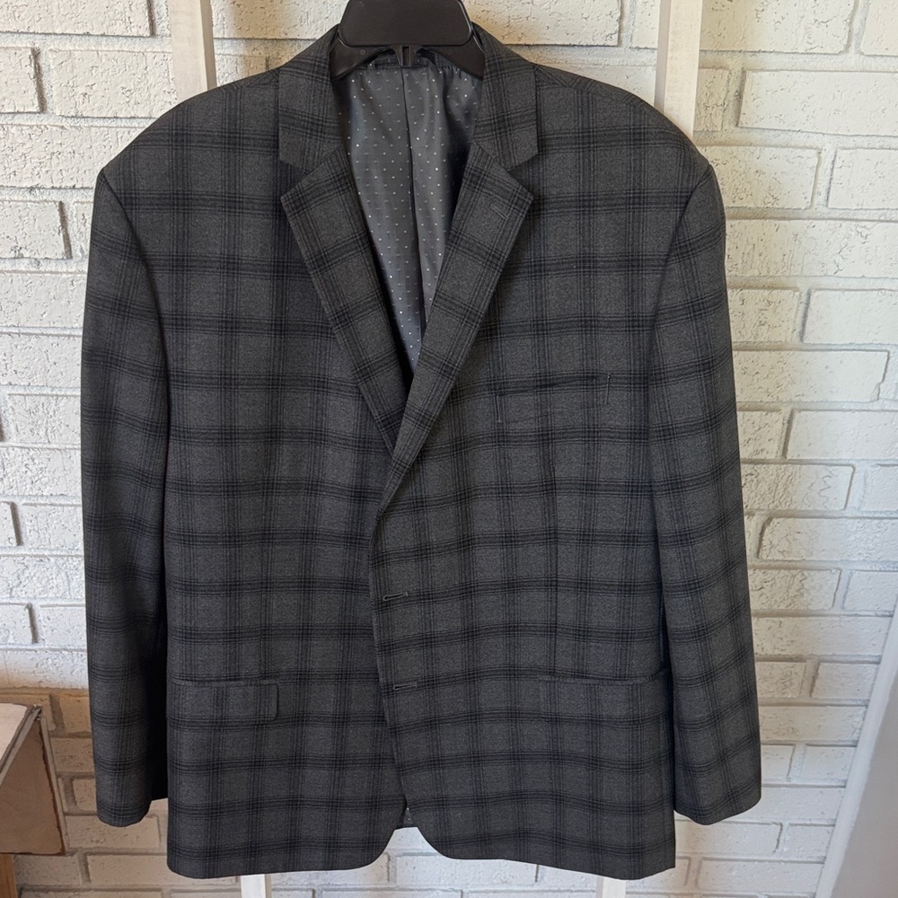 Sophisticated Charcoal Checkered Men's Blazer